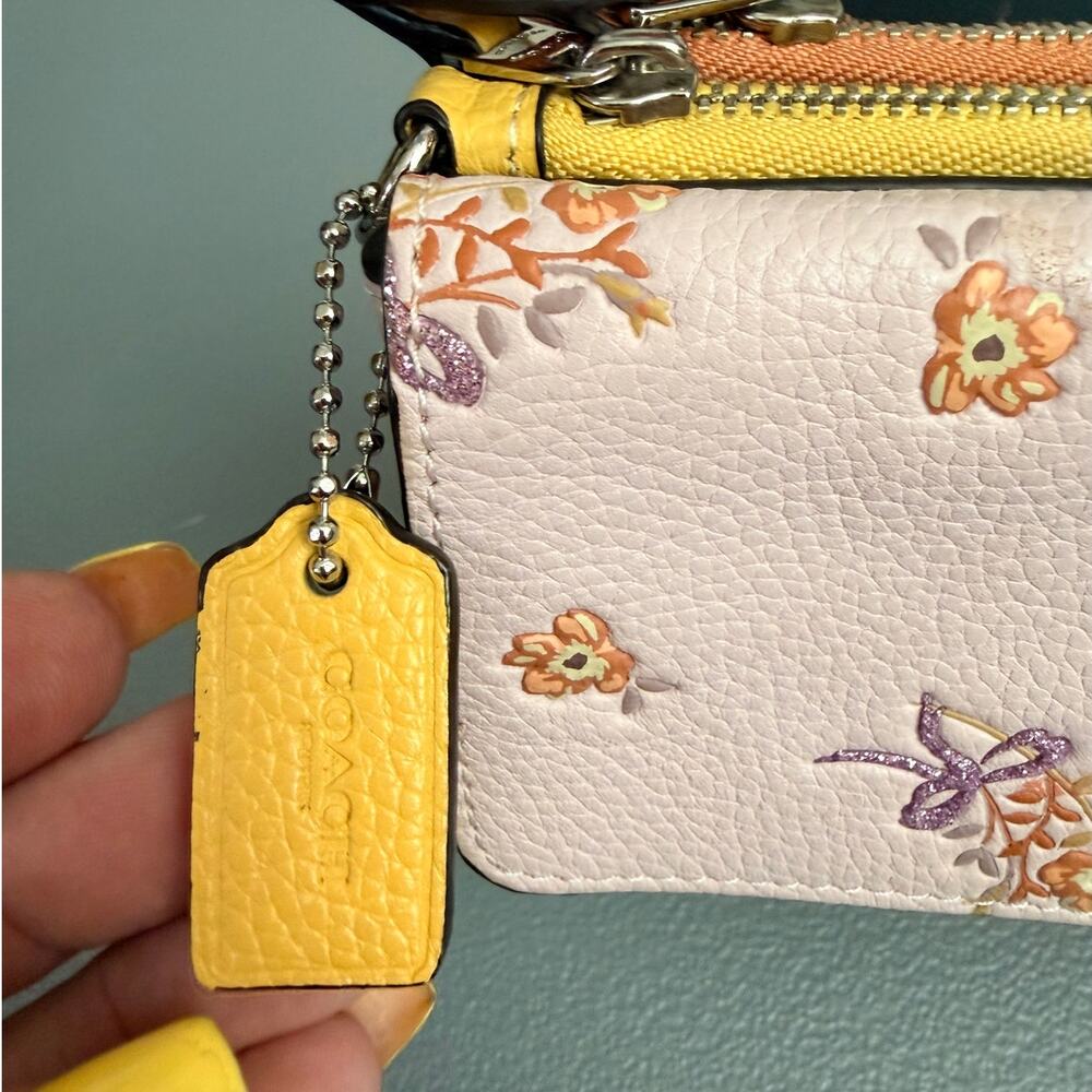 Coach Triple Small wallet in colorblock with floral bow print 29608 - Picture 4 of 11